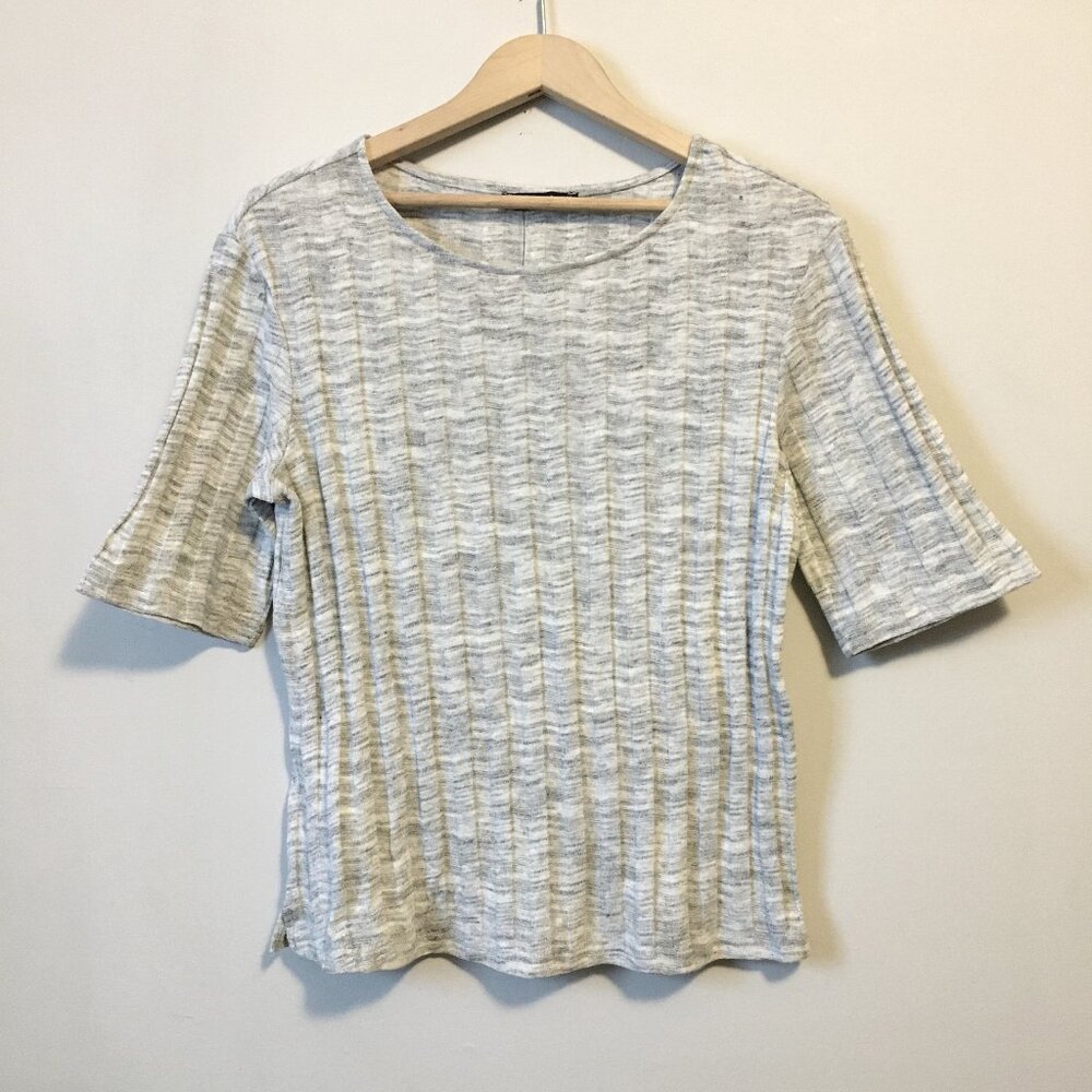 Mango NWT Ribbed Cotton Blend Half Sleeve Shirt XS